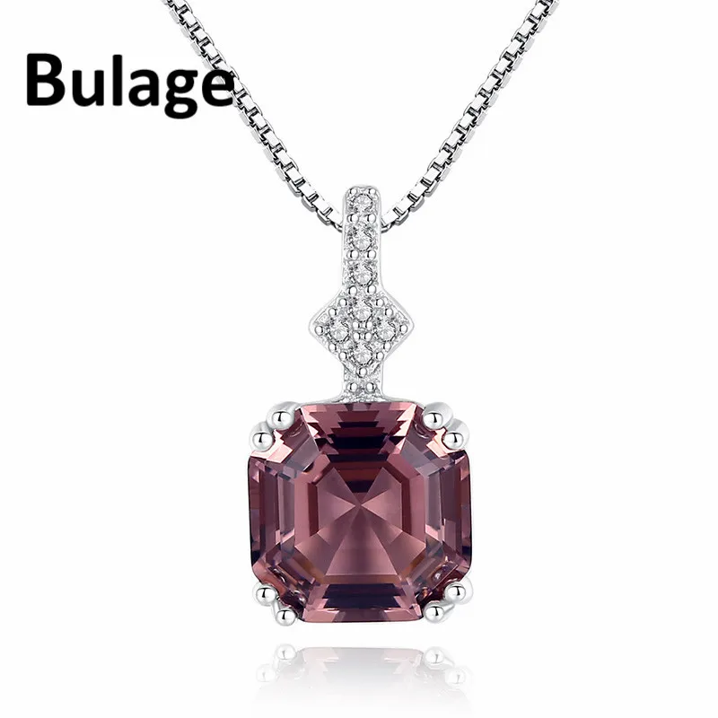 

Bulage Vintage Square Cosmic Pendant Necklaces 925 Silver Chain For Women Morganite Natural Stone Fine Jewelry Party Gifts