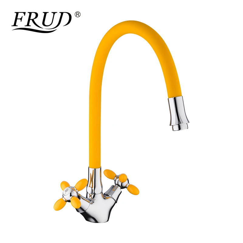 

FRUD New Arrival Orange Silica Gel Nose Kitchen Sink Faucet Any Direction Cold and Hot Water Mixer robinet cuisine R44127-9