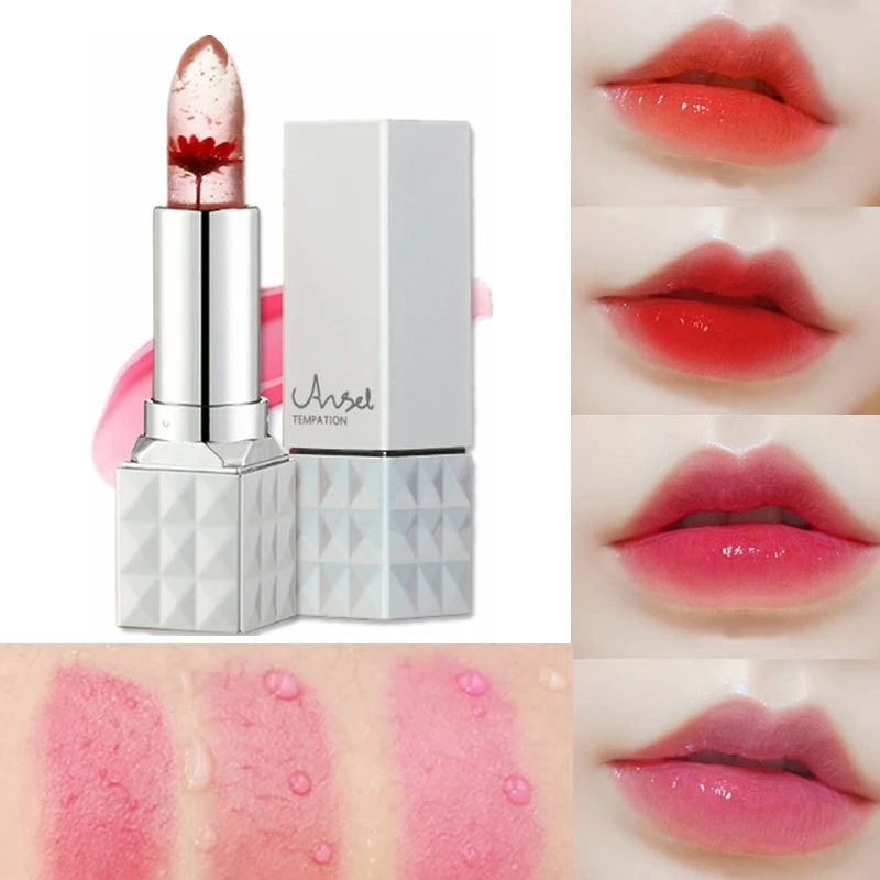 

Temperature Change Color Lipstick Moisturizer Long Lasting Waterproof Transparent Flower Jelly Magic Red Lip Stick Balm Lipstick