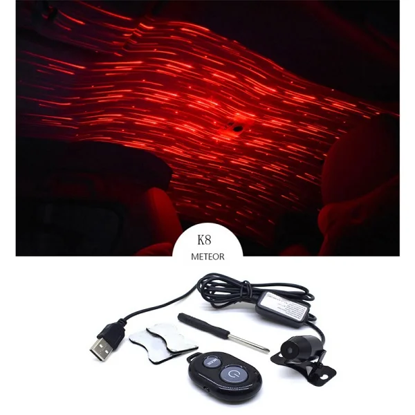 USB светодиодный Автомобильная атмосферная лампа Interio Ambient Star Light DJ красочная музыкальная Лампа Рождественская интерьерная декоративная лампа - Испускаемый цвет: K8-Meteor Remote