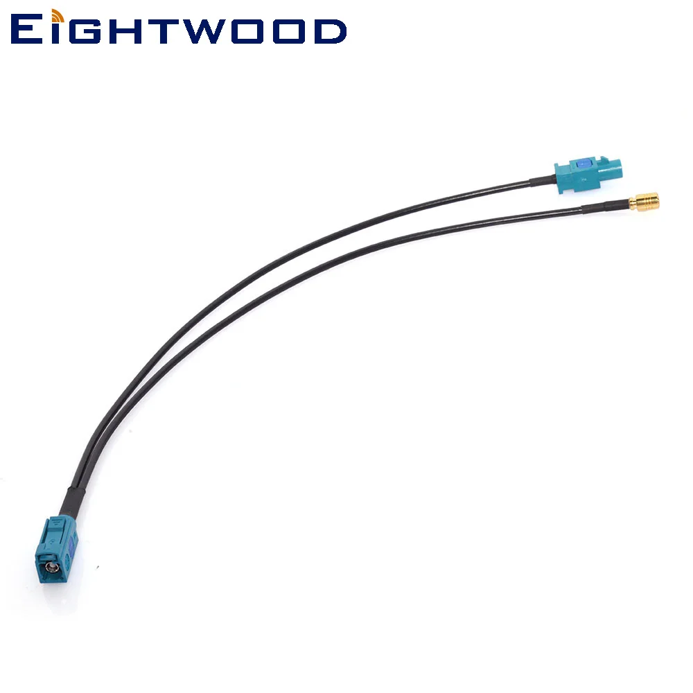 Eightwood DAB Car Aerial FM Aerial SMB to DIN Male Adapter Car Radio Antenna DAB Splitter Splitter Shark Roof with Extension Cable RG174 500cm Signal Amplifier for Digital Radio Reception