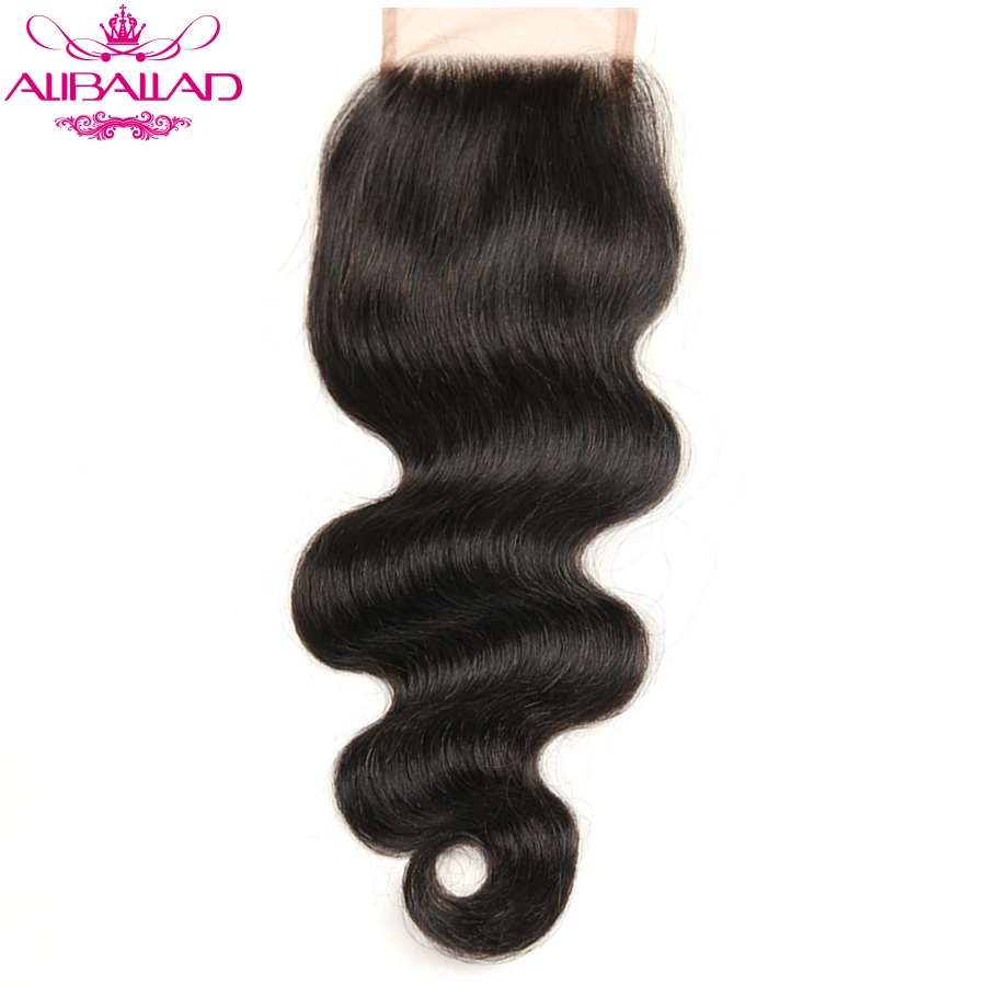 

Aliballad Brazilian Body Wave 4x4 Lace Closure Free Part Remy Hair 10-20 Inch Natural Color 100% Human Hair