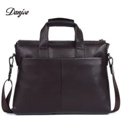 Danjue натуральная кожа сумки моды для мужчин портфель воловьей кожи сумка деловой человек Crossbody сумки SOLID 14 дюйм(ов) ноутбука