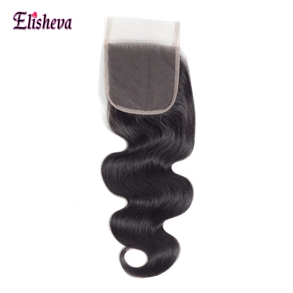 Elisheva Brazilian Hari Body Wave 3/4 Bundles With Closure 4x4 inch Non Remy Human Hair Natural Colour Weave Bundles Pre Plucked