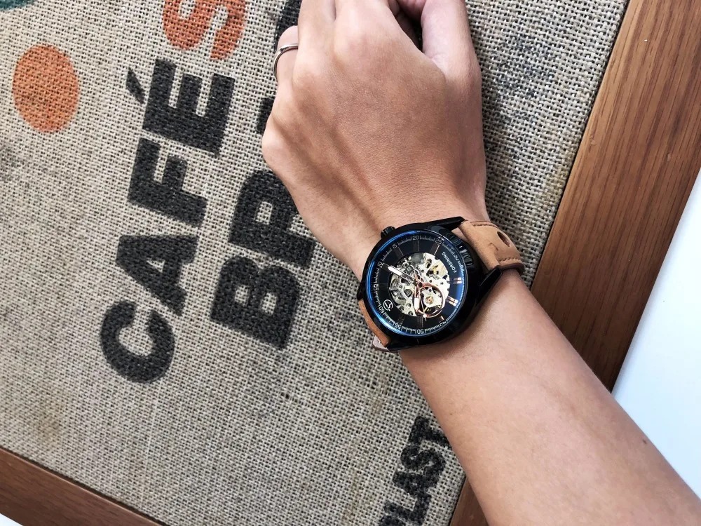 Forsining Повседневное Спорт серии Водонепроницаемый автоматический Для мужчин наручные часы лучший бренд класса люкс механический прозрачный Часы с костями