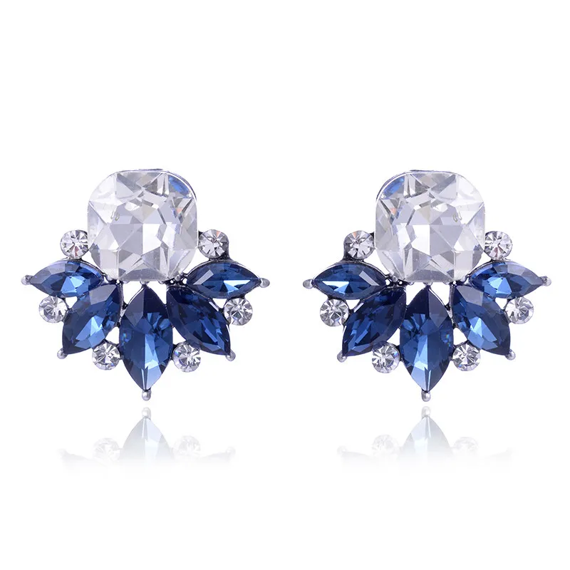 LUBOV 32 вида геометрические Кристальные серьги для пирсинга с голубым камнем золотые, серебряные, металлические висячие серьги трендовые женские вечерние ювелирные изделия - Окраска металла: royal blue