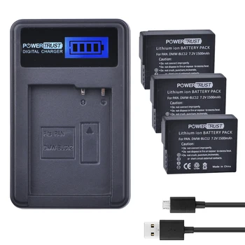 

3Pcs DMW-BLC12 DMW BLC12 dmw blc12e Camera Battery + LCD USB Charger for Panasonic FZ1000, FZ200, FZ300, G5, G6, G7,GH2,DMC-GX8