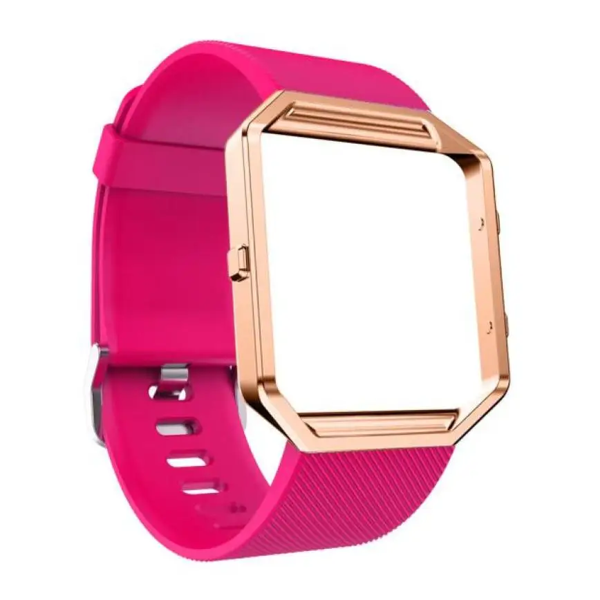 Хорошие продажи мягкий силиконовый ремешок+ металлический Рамки+ HD Плёнки для fitbit Blaze часы авг 16 - Цвет: Розовый