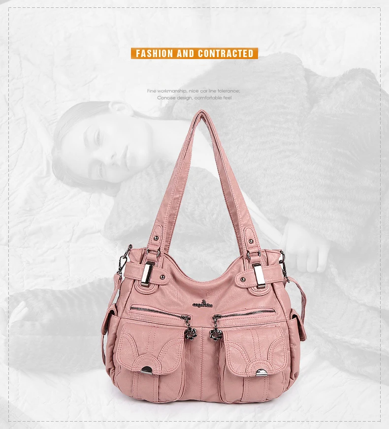 Moda Pele-friendly 2 Top Zíperes Bolsos Multi