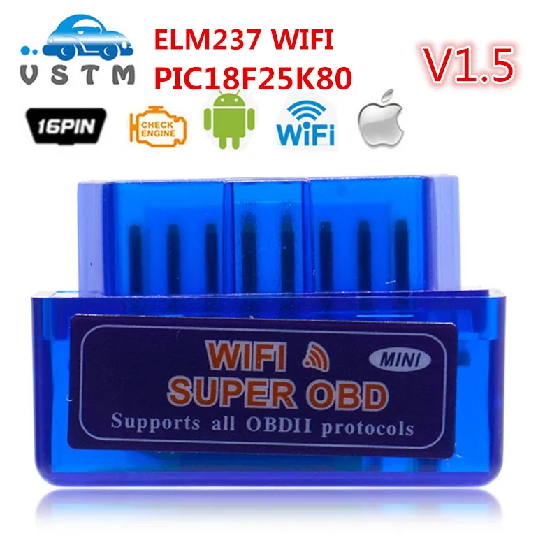 Сканер кодов 25K80 Super Mini ELM 327 Wi Fi V1.5 OBDII/OBD2 Автосканер на Android и IOS ELM327 для всех