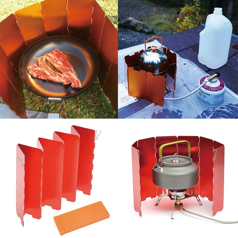 

8 Plates Windshield Deflector Oxidized Folding Windscreen Guard Camping Barbecue Picnic Stove Burner Furnace Protection Windshie