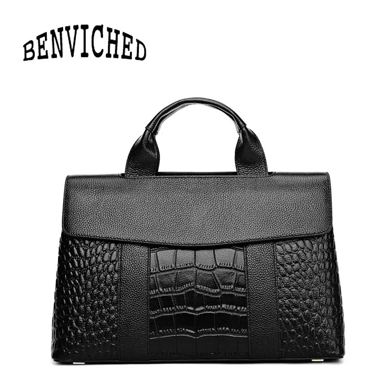 

BENVICHED Ladies' pu Crocodile pattern bag 2019 new fashion black Simple atmospher handbag Inclined single shoulder bag c403