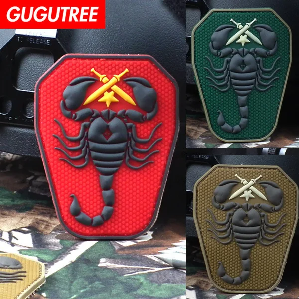 

GUGUTREE embroidery pvc HOOK&LOOP Scorpion Unit patches shield patches badges applique patches for clothing AD-152