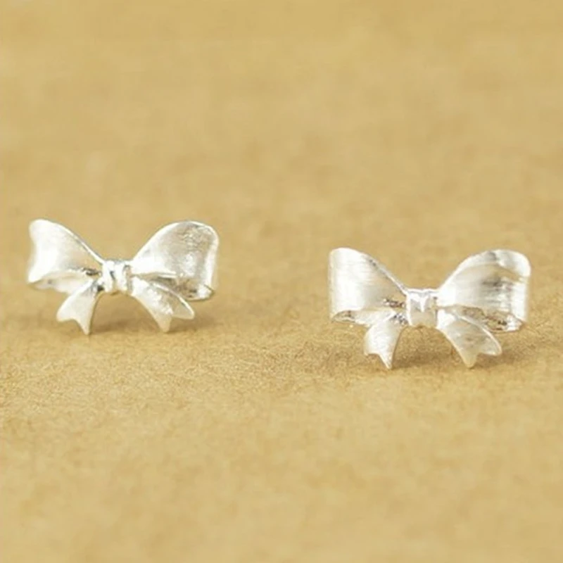 

925 Sterling Silver Earring Oorbellen For Women Korean Silver Bowknot Stud Earings Female Brincos Jewelry Gift Boucles D'oreille