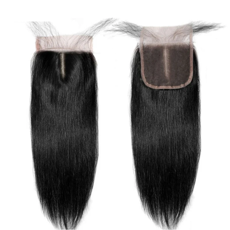 HD прозрачный 4x4 кружева закрытие прямые девственные бразильские человеческие волосы бесплатно Средний три части натуральный цвет для черной женщины