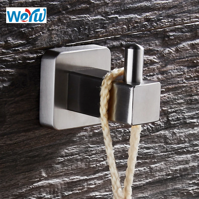 

WEYUU Robe Hooks SUS304 Stainless Steel Towels Clothes Hanger Bathroom Accessory Wall mount Single Wire drawing