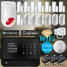 2016 Wi-Fi Сигнализация GSM GPRS SMS Главная Охранной Сигнализации управления IOS ANDROID APP Управления Комплект Мигающий сирена 8 Дверные Датчики