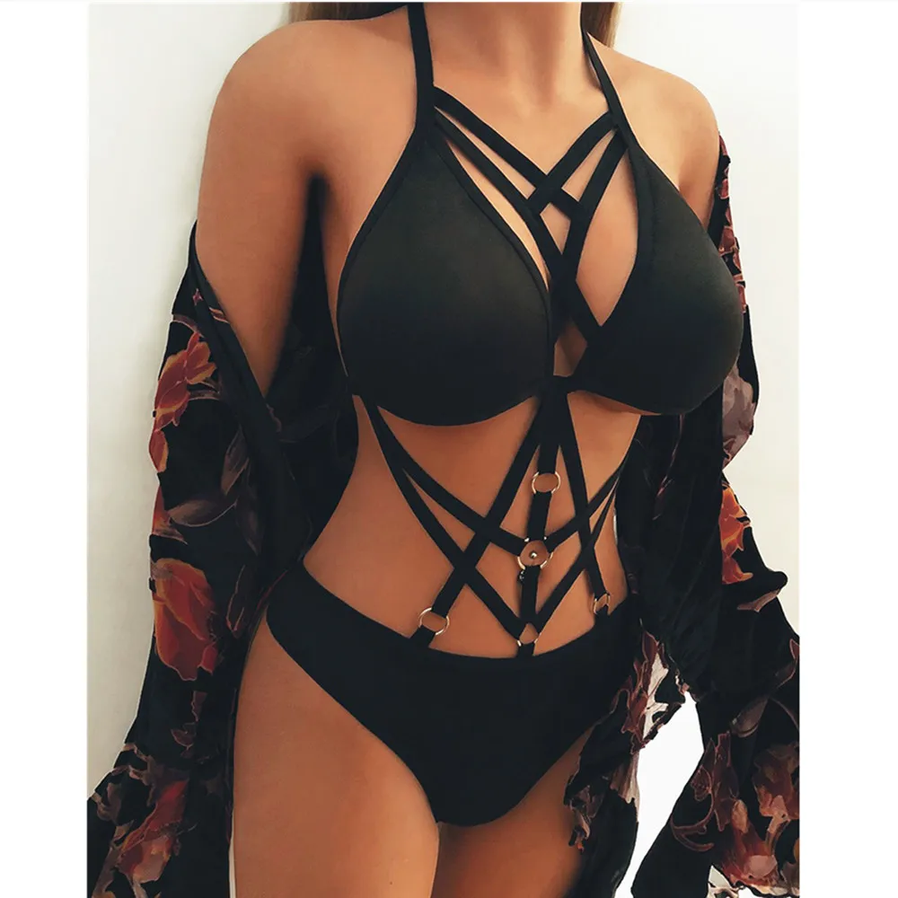 

2019 Women Ladies Sexy Lingerie Bralette Bra Set Tank Crop Tops & Underwear Bikini Panties Bandage Brassiere femme brasier mujer