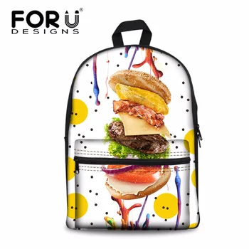 

FORUDESIGNS Women's 3D Food Printing Backpack Ladies Stylish Daily Bag for Females Hamburger Pattern Bagpack Mochila Feminina