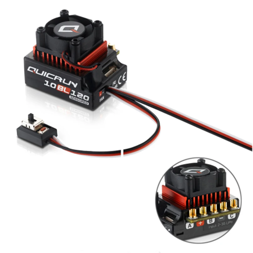 Hobbywing QUICRUN 10BL120 Sensored 120A / 10BL60 Sensored <br />Brushless ESC Speed Controller For 1/10 1/12 RC Mini Car-in Parts