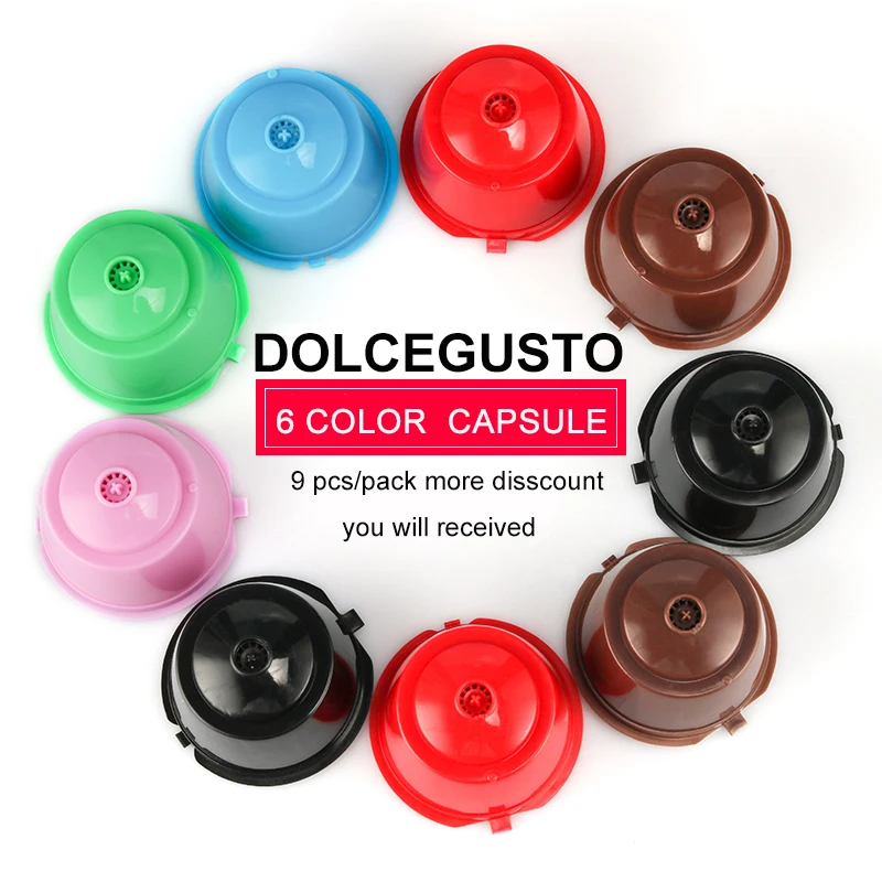 3/9pcs Refillable Coffee Capsule For Dolce Gusto Nescafe 6 Colors Dolce Gusto Reusable Capsule Capsules free 1Spoon+1Brush