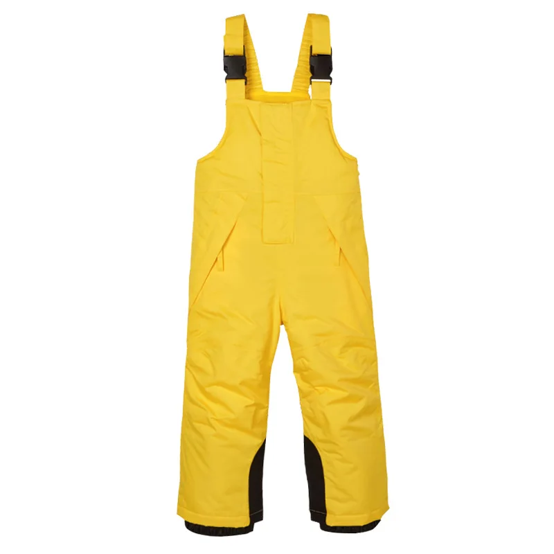 Зимний комбинезон для маленьких мальчиков, флисовый ветрозащитный Детский комбинезон для девочек, плотный детский зимний комбинезон, водонепроницаемые спортивные штаны - Цвет: Yellow Bust