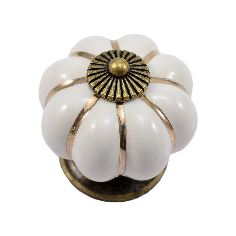 

Hot 12Pcs Pumpkin Zinc Ceramic Door Knobs Drawer Pull Handle Kitchen Cabinet Cupboard Wardrobe White