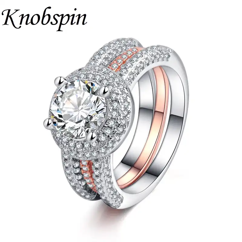 Luxury Unique Women Ring Set With Big Stone Crystal Chic Wedding