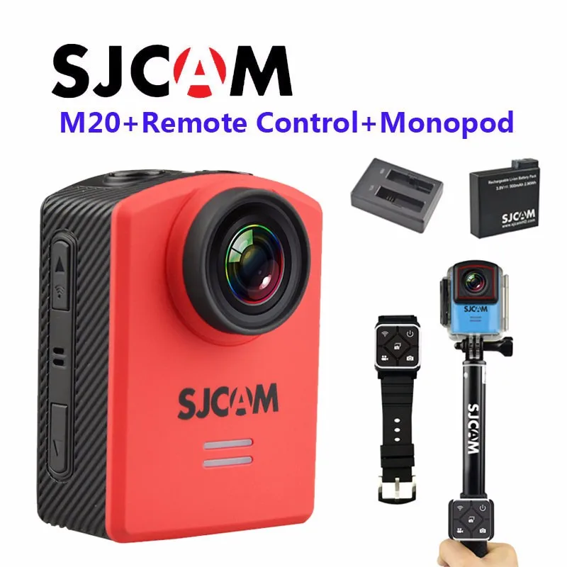 Оригинальная SJCAM M20 WiFi гироскоп 2160 P 16MP мин спортивная видеокамера для подводной съемки с пультом дистанционного управления Управление+ монопод+ дополнительная Батарея+ Батарея Зарядное устройство
