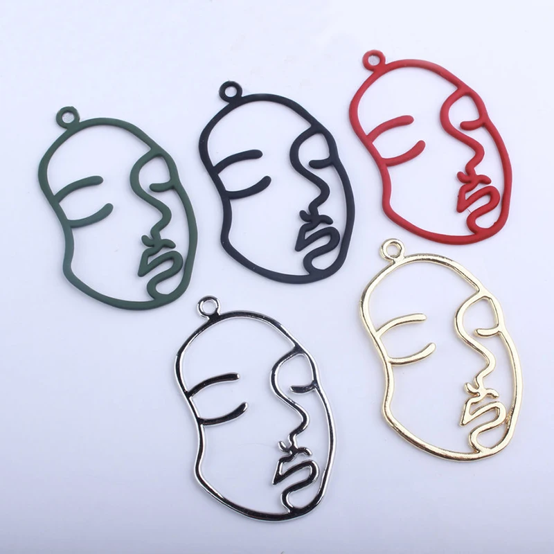 

10Pcs/Lot 27*44mm Rubber Lacquer Hollow Face Charms for Jewelry Making Bracelet DIY Charm Pendant Connector Jewelery Accessories