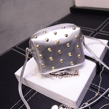 

100pcs/lot Rivet Women Bags Fashion metal bag Punk Mini Crossbody Bag/Women Messenger Bag