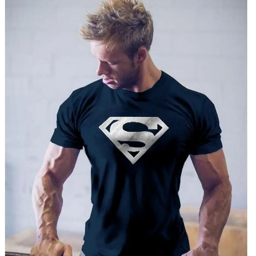 pint warmte eetpatroon Fashion Men Superman T-shirts 3d Printed Shirt Slim Fit Summer Cotton Short  Sleeve Bodybuilding Male Golden Fitness Streetwear - T-shirts - AliExpress