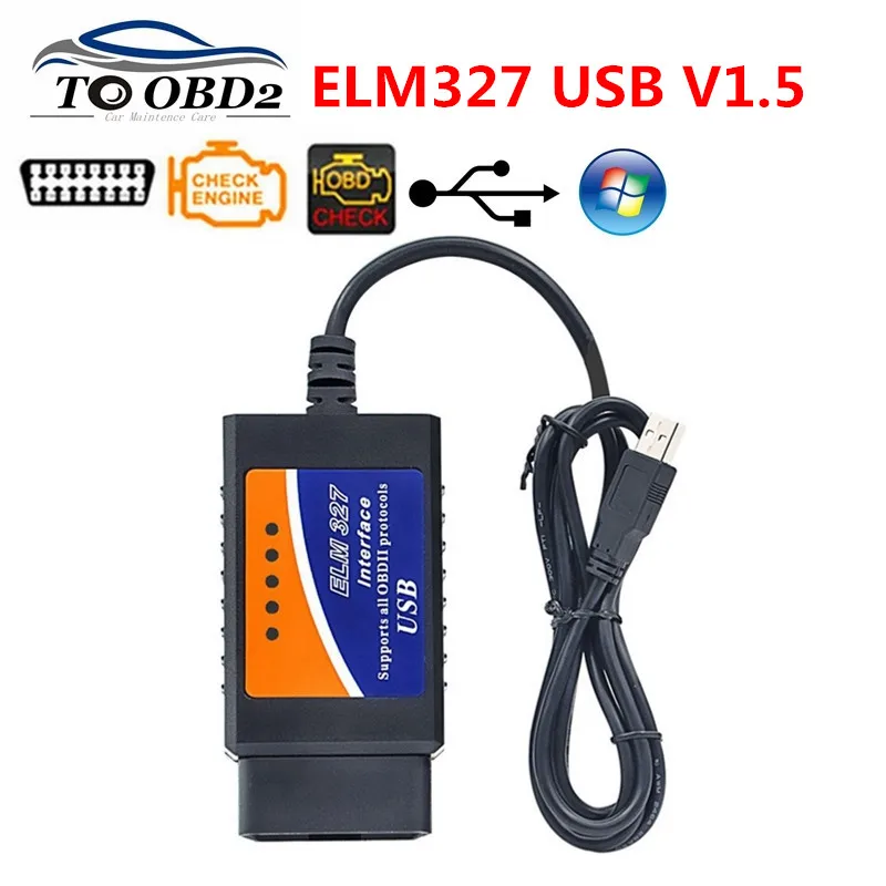 ELM327 USB/BT V1.5 OBD2 Автомобильный сканер с диагностическим интерфейсом ELM 327 в 1,5 OBDII диагностический инструмент ELM-327 OBD 2 код ридер сканер