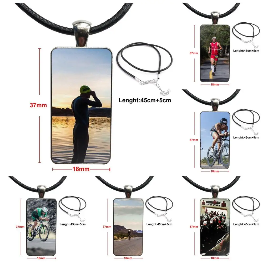 

Item Triathlon Ironman Fashion Necklace Handmade Rectangle Shape Choker Necklace Jewelry Multi Designs For Women Kids