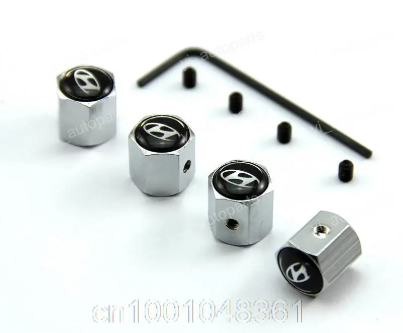 New 4pcs Chrome Anti Theft Tire Wheel Rim Stem Air Valve Caps Lock For Hyundai Accent Elantra