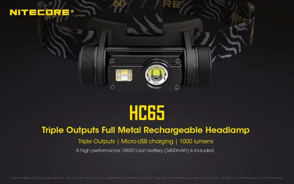 NITECORE HC65 фара CREE XM-L2 U2 max 1000LM луч бросок 110 м фара красный налобный фонарь с 18650 литий-ионная батарея