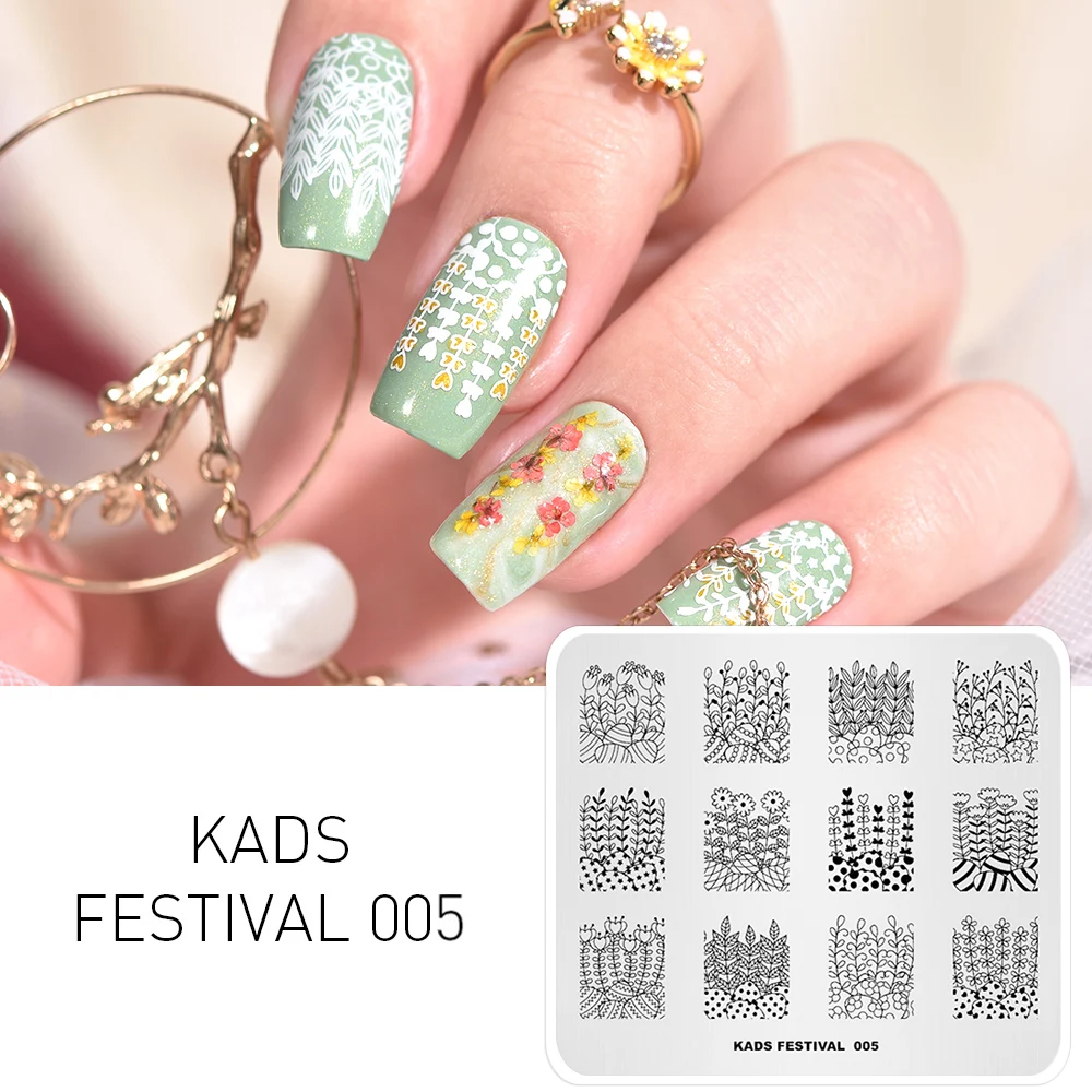 

KADS Festival 005 Nail Stamping Template Lovely Flower Plant Nail Art Stamp Image Plate Stencils Tool