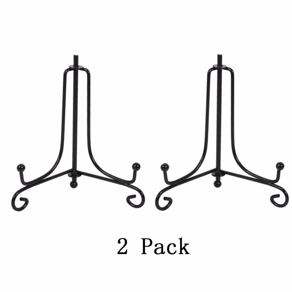 (2 Pack)iron Display Stand, Black Iron Easel Plate Display Photo Holder