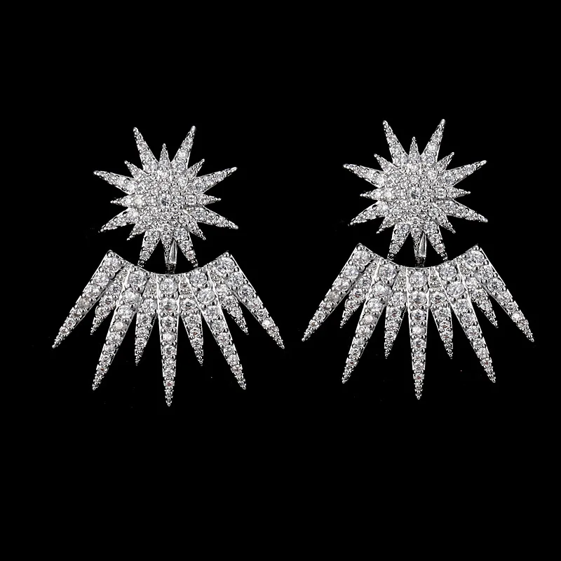 

Luxury Beautiful Silver Color Star Shape Stud Earrings Micro Paved Cubic Zircon Earrings For Women And Girls Fashion Jewelry