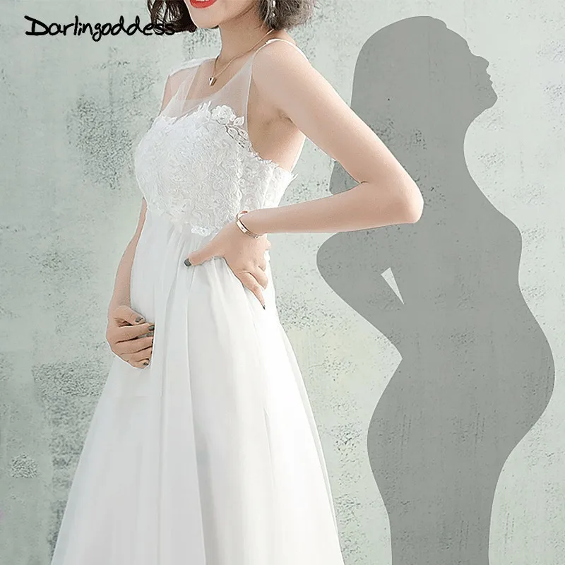 

Darlingoddess Vestido De Noiva 2018 Cheap Beach Wedding Dress Lace Appliques Empire Boho Wedding Dresses for Pregnant Women
