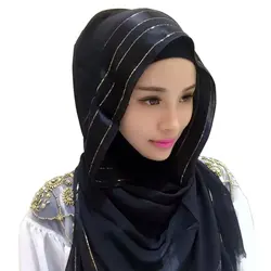 Мусульман наноразмерных шелк Женские хиджабы женский исламский головной покров шеи шарф хиджабы Для женщин Мусульманская Мода
