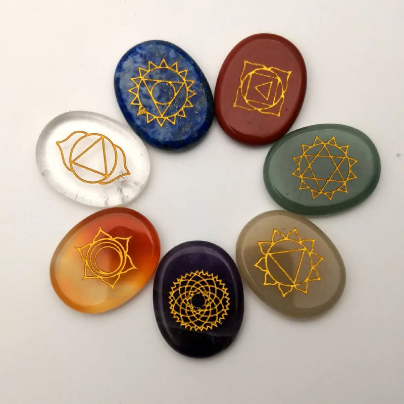 Pedra Natural Esculpida Chakra Pingente Elipse Ametistas Lapis Lazuli Gargantilha Reiki 7 Colar Acessórios Nenhum Furo