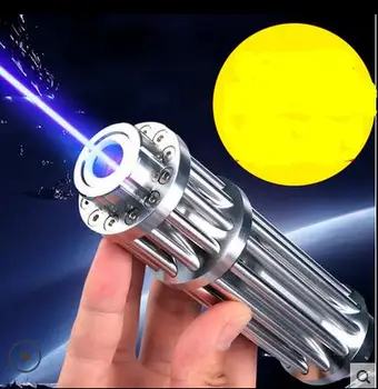 

AAA High power Blue laser pointer 500000M 500W 450nm Flashlight Light Burning match/candle/black/burn cigarettes+5 caps hunting.