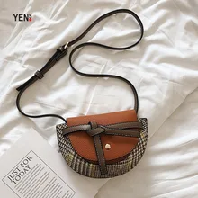 Модная кожаная Маленькая седельная сумка для женщин дизайнерская винтажная круглая мини-сумка на плечо с Бантом Летняя сумка через плечо женская сумка Boho