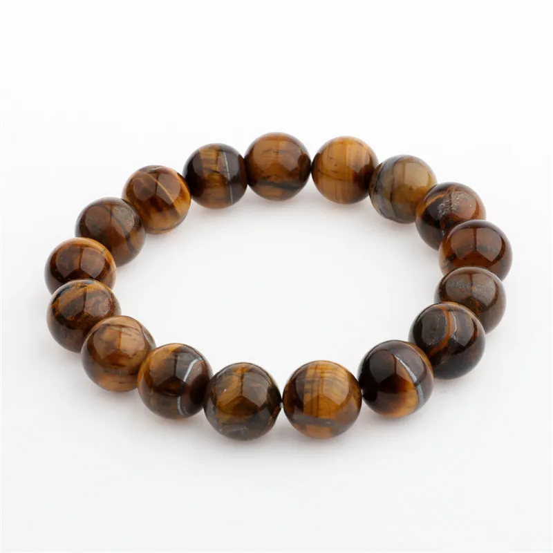 

Wholesale Black Volcanic Lava Stone Tiger Eye 12mm Beaded bracelet For Men Fashion personality Jewelry