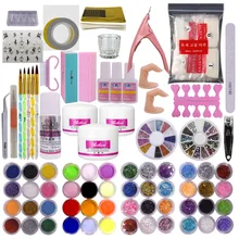 Акриловых ногтей кисть клей блеск газа Мерцающий Порошок шестиугольник ломтик палец сепаратор буферный блок Deco советы