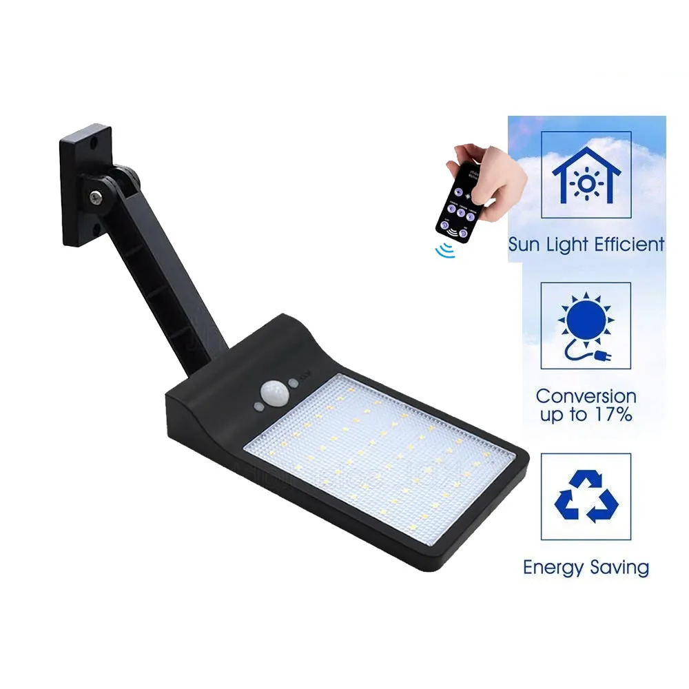 

remote control rotate bracket solar street light 48 LEDS Remote Control 800 LM Solar Lamp Human Body Induction Wall Light 3 Mode