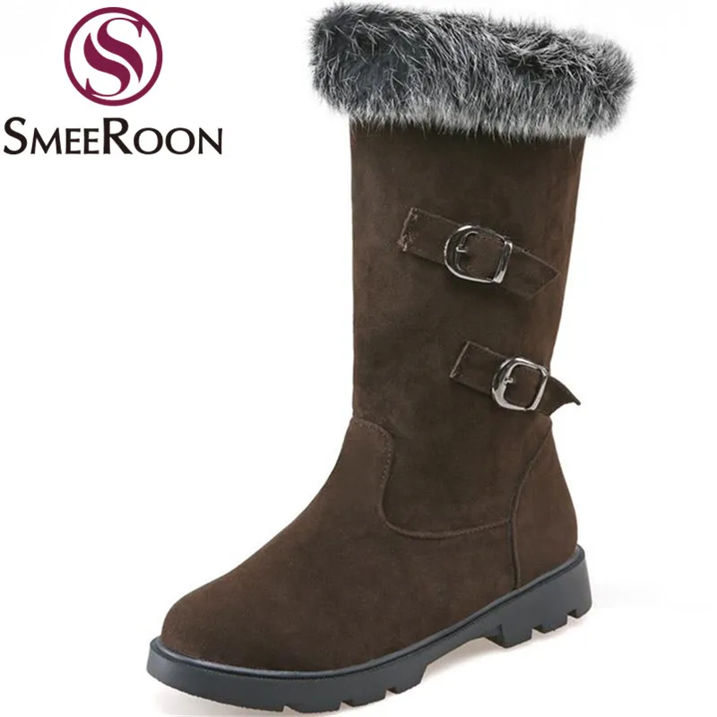 Smeeroon/модные женские сапоги до середины икры без застежки Сапоги на низком