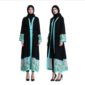 

Muslim printed hit color kimono Abaya Islamic Cardigan Long Robe Gowns Tunic Vestidos Ramadan Turkish Islamic abaya wq1034