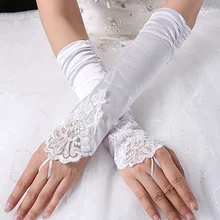 Новая мода дешевые белые красные свадебные для большой вазы без пальцев Кружевные свадебные перчатки без пальцев Свадебные перчатки Свадебные аксессуары